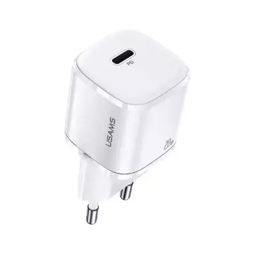 USAMS Nástěnná nabíječka 1x USB-C T36 mini 20W (pouze hlava) PD3.0 Fast Charging bílá/bílá CC124TC02 (US-CC124)