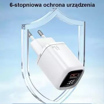 USAMS Nástěnná nabíječka 1xUSB-C 1xUSB T46 33W PD3.0 QC3.0 Fast Charging kabel U63 USB-C/Lightning černá/černá UDTZ01