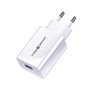 USAMS Nástěnná nabíječka 1xUSB T22 18W 3A QC3.0 (pouze hlava) Rychlé nabíjení bílá/bílá CC83TC01 (US-CC083)