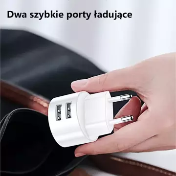 USAMS Nástěnná nabíječka 2xUSB T20 2.1A USB-C bílá/bílá kulatá Rychlé nabíjení XTXLOGT18TC05