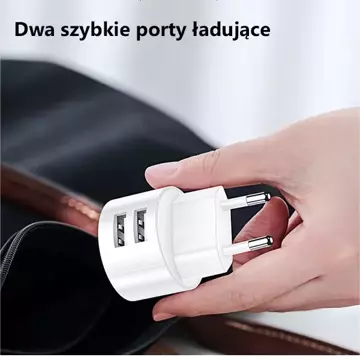 USAMS Nástěnná nabíječka 2xUSB T20 2.1A kulatá (pouze hlava) bílá/bílá Rychlé nabíjení CC80TC01 (US-CC080)