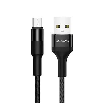 USAMS Pletený kabel U5 2A micro USB černý/černý 1,2m SJ224USB01 (US-SJ224)