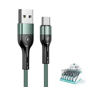 USAMS Pletený kabel U55 2A USB-C 1ks pro sadu U55 zelená