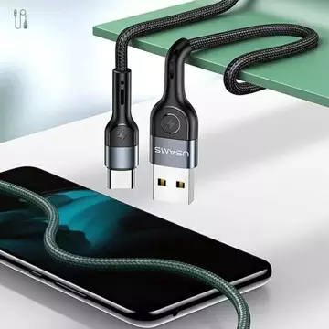 USAMS Pletený kabel U55 2A USB-C 1ks pro sadu U55 zelená