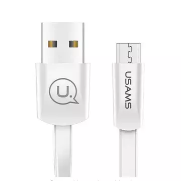 USAMS U2 microUSB plochý kabel 1,2m bílý