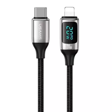 USAMS U78 USB-C to Lightning LED opletený kabel 1,2 m 20 W PD Fast Charge bílá/bílá SJ545USB02 (US-SJ545)