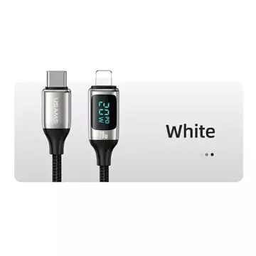 USAMS U78 USB-C to Lightning LED opletený kabel 1,2 m 20 W PD Fast Charge bílá/bílá SJ545USB02 (US-SJ545)