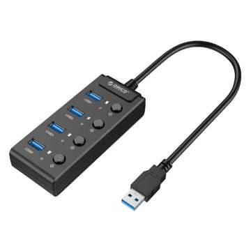 USB 3.0 hub. Orico s vypínači, 5x USB (černá)