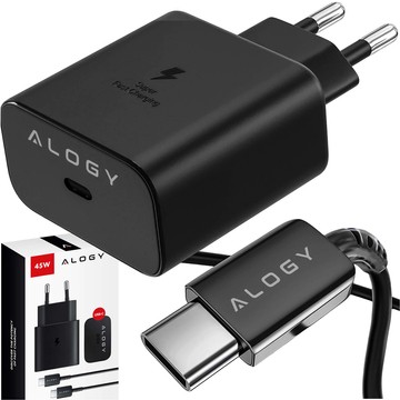 USB-C typ C PD Premium nástěnná nabíječka rychlá 45W 3A kabel typu C 1M Alogy černá