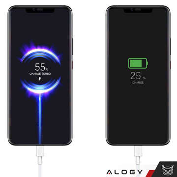 USB - USB-C kabel typu C Alogy silný rychlý 67W 6A PD 1,5M drát Bílá