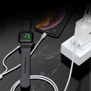 USB nabíjecí kabel 2v1 magnetická indukční nabíječka pro Apple Watch Kabel pro iPhone Lightning Yesido CA70 2.4A 1.2m Bílá