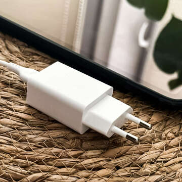 USB nástěnná nabíječka USB - Lightning kabel pro iPhone 1m rychlý 2,4A 12W Denmen White