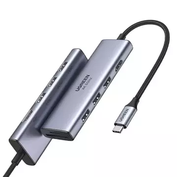 Ugreen 6v1 multifunkční USB HUB typu C - 3x USB 3.2 Gen 1 / HDMI 4K 60Hz / čtečka karet SD a TF šedá (60383 CM511)