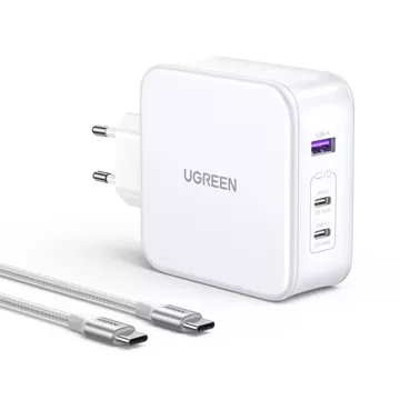 Ugreen Nexode GaN síťová nabíječka USB-A/2xUSB-C 140W kabel USB-C 1,5m - Bílá