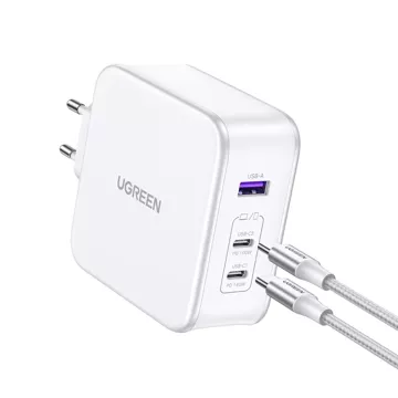 Ugreen Nexode GaN síťová nabíječka USB-A/2xUSB-C 140W kabel USB-C 1,5m - Bílá