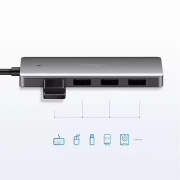 Ugreen USB HUB – 4x USB 3.2 Gen 1 s micro USB napájecím portem šedý (CM219 50985)