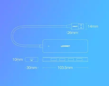 Ugreen USB HUB – 4x USB 3.2 Gen 1 s micro USB napájecím portem šedý (CM219 50985)