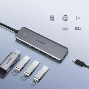 Ugreen USB HUB – 4x USB 3.2 Gen 1 s micro USB napájecím portem šedý (CM219 50985)