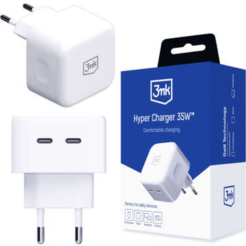 Univerzální 90° úhlová nabíječka Příslušenství 3mk Hyper Charger PD 35W 2x USB-C typ C