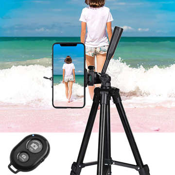 Univerzální stativ Alogy Tripod držák telefonu 1/4 stojan pro kamery GoPro s dálkovým ovládáním Bluetooth, pouzdro Black