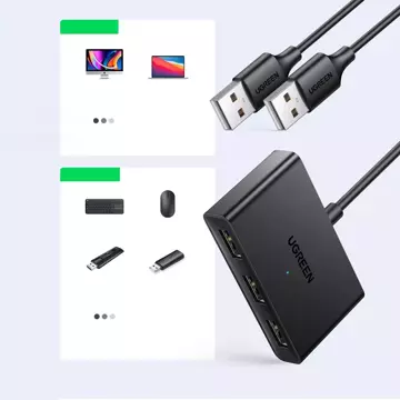 Uzelená spínací skříňka adaptéru USB 2 vstupy - 3 výstupy černá (CM409)