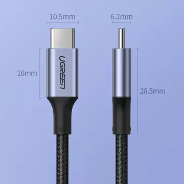 Uzelený kabel USB Typ C - USB Typ C Napájení 100W Rychlé nabíjení FCP 5A 3m šedý (90120 US316)