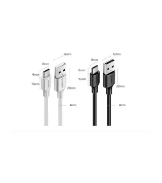 Uzelený kabel USB - USB Typ C 2 A kabel 0,5 m černý (60115)