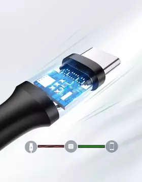 Uzelený kabel USB - USB Typ C 2 A kabel 0,5 m černý (60115)