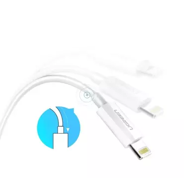 Uzelený kabel USB kabel - Lightning MFI 1m 2,4A bílý (20728)