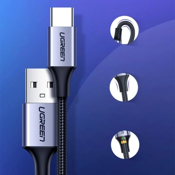 Uzelený kabel USB kabel – USB Type C Quick Charge 3.0 3A 0,5 m šedý (60125)