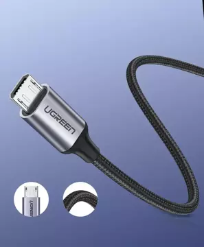 Uzelený kabel USB - micro USB 1m šedý (60146)