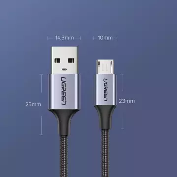 Uzelený kabel USB - micro USB 1m šedý (60146)