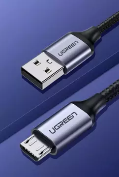 Uzelený kabel USB - micro USB 1m šedý (60146)