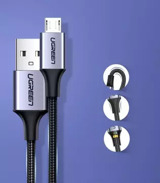 Uzelený kabel USB - micro USB 1m šedý (60146)