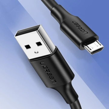 Uzelený kabel USB – micro USB 2.4 A 480 Mb/s 1,5 m černý (US289 60137)