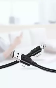 "Uzelený kabel USB - micro USB 2A 1m černý (60136)"