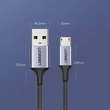 Uzelený kabel USB - micro USB 2m šedý (60148)