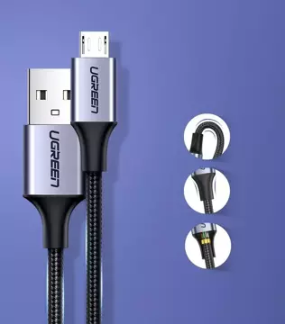 Uzelený kabel USB - micro USB 2m šedý (60148)