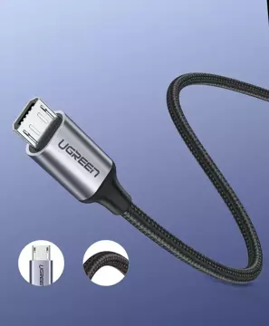 Uzelený kabel USB - micro USB 2m šedý (60148)