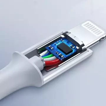 Uzelený kabel USB typu C - Lightning 3A 0,25 m bílý (US171)