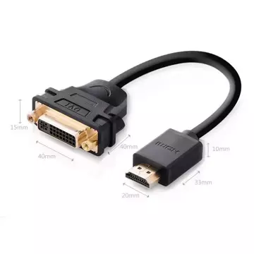 Uzelený kabelový adaptér kabelový adaptér DVI 24 5 pin (samice) - HDMI (samec) 22 cm černý (20136)