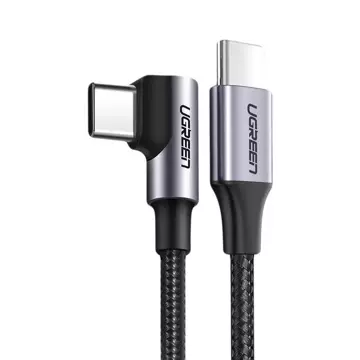 Uzelený úhlový kabel USB Typ C - USB Typ C Napájení 60 W 20 V 3 A 2 m černošedý kabel (US255 50125)