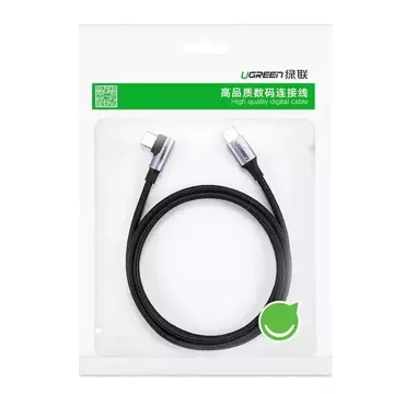 Uzelený úhlový kabel USB Typ C - USB Typ C Napájení 60 W 20 V 3 A 2 m černošedý kabel (US255 50125)