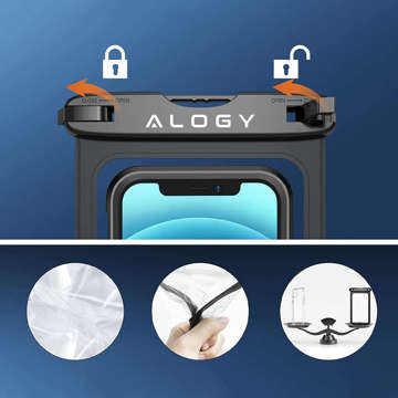 x2 Alogy Waterproof Case univerzální IPX8 vodotěsná taška na telefon do 9 palců a příslušenství Černá