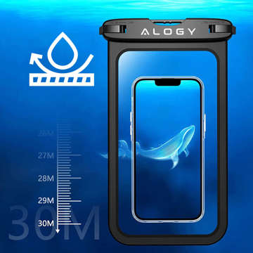 x2 Alogy Waterproof Case univerzální IPX8 vodotěsná taška na telefon do 9 palců a příslušenství Černá