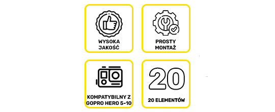 Набір аксесуарів 20в1 для встановлення веб-камери шолома для GoPro Hero 5/6/7/8/9/10 'ширина =