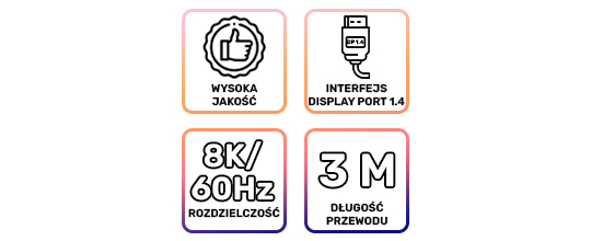 Kábel s konektorom 2x Display Port DP 1.4 Alogy 8K 30AWG 3m