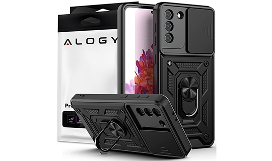 Púzdro Alogy Stand Ring Case s krytom na fotoaparát pre Samsung Galaxy S21