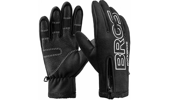 Větruodolné cyklistické rukavice XL RockBros Teplé cyklistické rukavice S091-4BK-XL