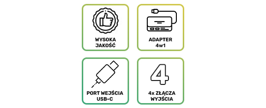 Адаптер концентратора 2x USB-A HDMI USB-C V2-HUB 4w1 USB-C